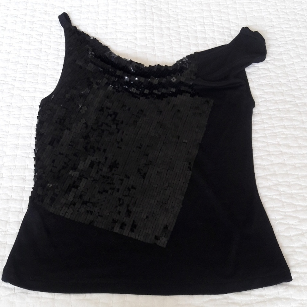 BCBG black silk and sequin top - Picture 2 of 5